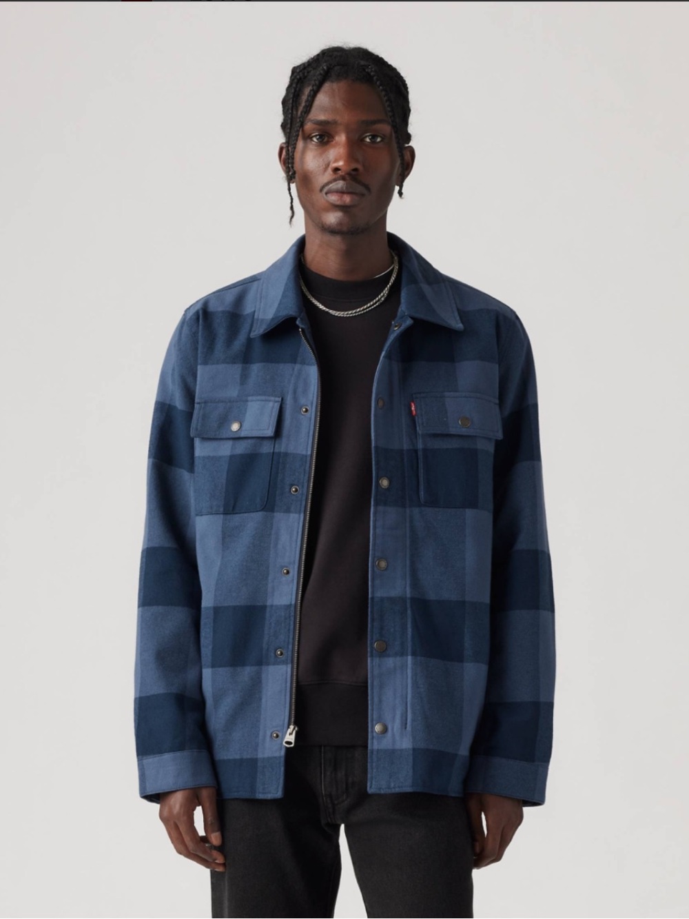 Levi's Men's Navy & Dark Blue Plaid Shirt Jacket Small